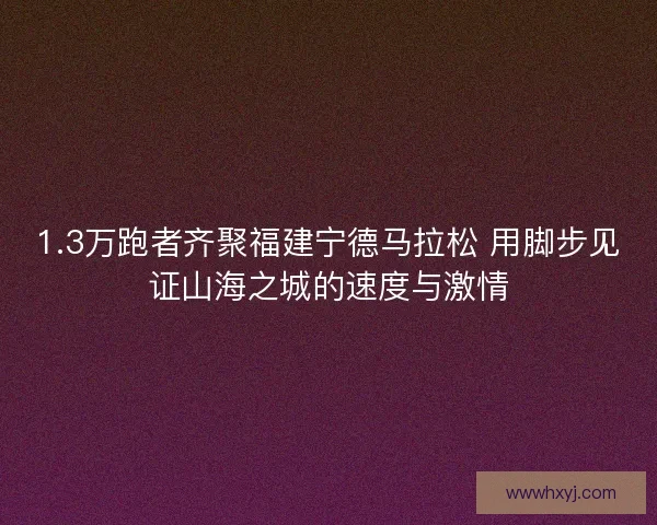 1.3万跑者齐聚福建宁德马拉松 用脚步见证山海之城的速度与激情 1.3万跑者齐聚福建宁德马拉松 用脚步见证山海之城的速度与激情